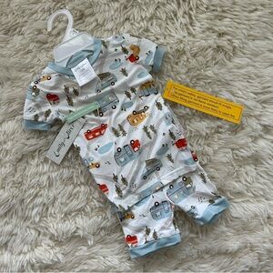 Emily and Oliver Bamboo Camper Print Baby Pajama Set Sleepwear Size 12 Months